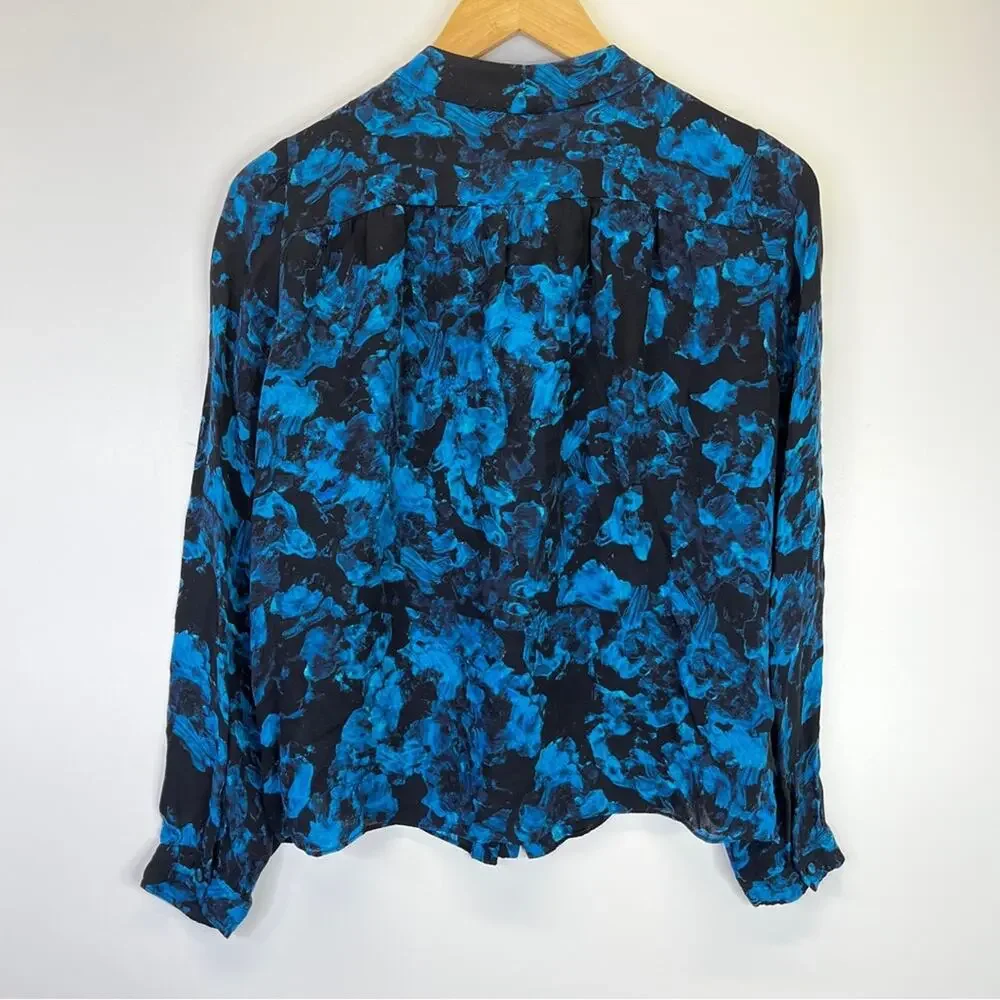 Parker Rio Silk Blend blouse blue black - S